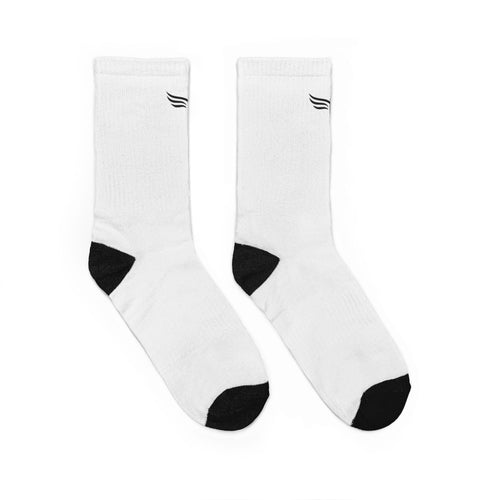 Crew Socks — Cushioned White Crew Socks with Black Toe & Heel-TRY Brazil