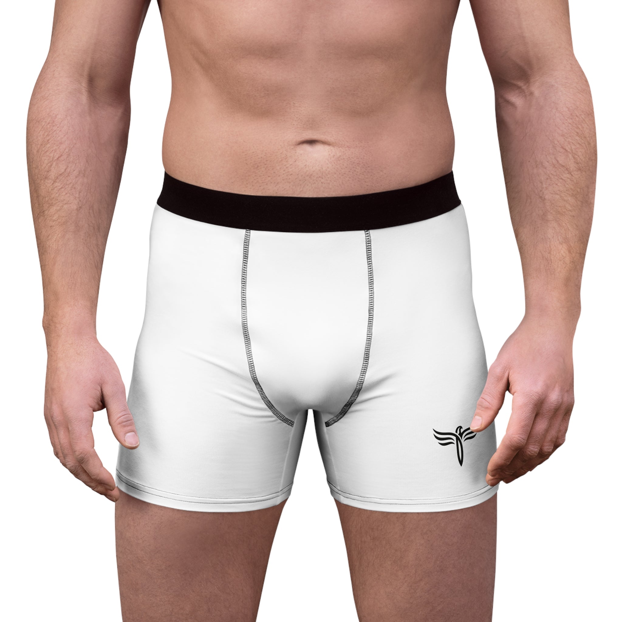 Men's White Boxer Briefs with Minimal Wing Logo - Comfortable Everyday Underwear-TRY Brazil